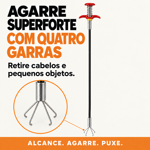 AGARRE SUPERFORTE COM QUATRO GARRAS. Retire cabelos e pequenos objetos.