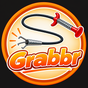 Grabbr-logo med gribeklo på orange baggrund